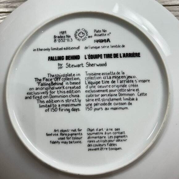 Vintage Stewart Sherwood 1989 Falling Behind Hockey Plate Collectable - Picture 3 of 4